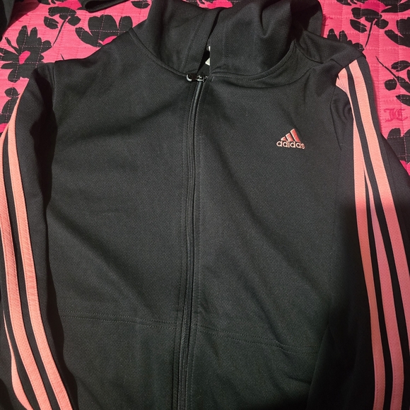 adidas Sweaters - Adidas Women's Black Sweater with Pink Stripes